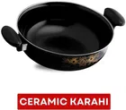 Cast Iron Kadai (Black, 28 cm)