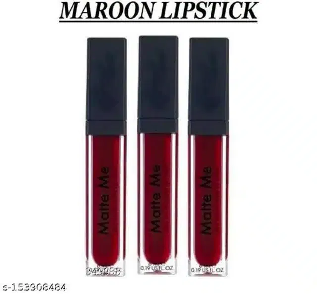 Waterproof Liquid Matte Lipsticks (Maroon, Pack of 3)