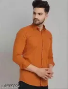 Cotton Blend Solid Shirts for Men, Brown 