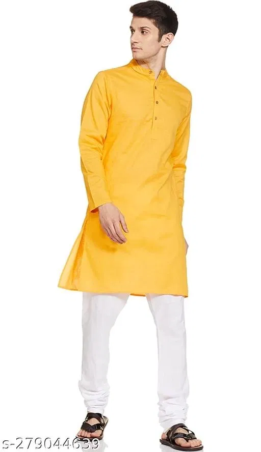 Kurta for Men (Yellow, XXL)