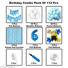 Minion Theme 6th Happy Birthday Decoration Items For Girls, Multicolor, Pack of 112