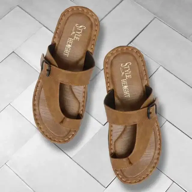 Style Height Synthetic Airmix Men's Slipper (Tan, 6) (BM311)