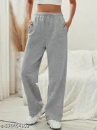 Cotton Blend Solid Trousers for Men, Grey 