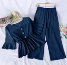 Poly Crepe Solid Clothing Set foor Girls, Dark Blue 