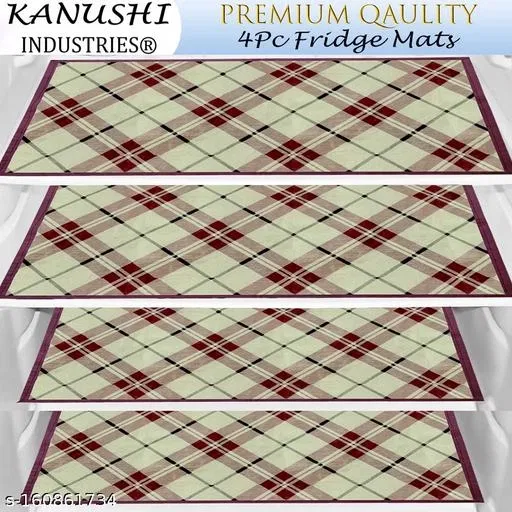 KANUSHI Industries® Washable Easy To fold-able Fridge Multi Purpose Mats / Fridge Mats Set Of 4 / Refrigerator Mats Set(FRIMAT-NW-NEW-04-04PC)