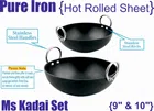 Iron Non Coated Kadhai (Black, 1.5 L & 2 L) (Set of 2)