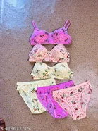 Cotton Blend Printed Lingerie Set for Women 