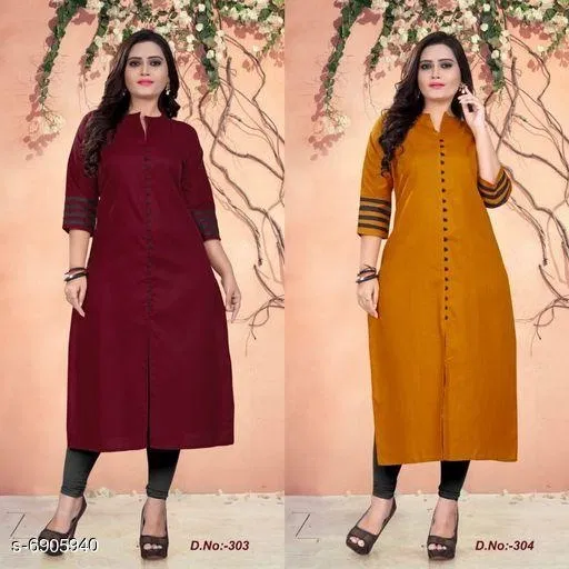 Printed Cotton Kurti for Women, Pack of 2 (Multicolor, M)