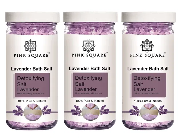 Pink Square Detoxifying Lavender Bath Salt Crystal (200 g, Pack of 3)
