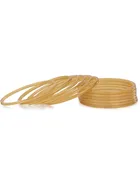 Glass Bangle Set for Women (Yellow, 2.2) (Pack of 12)