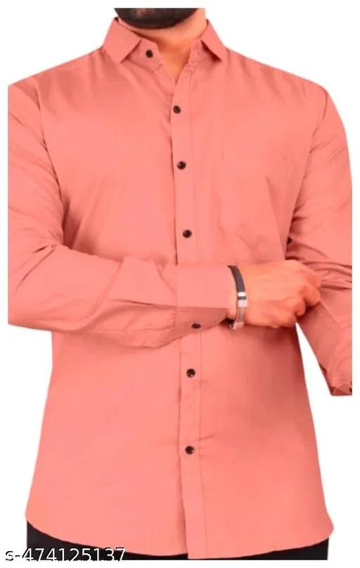 Cotton Blend Solid Shirt for Men, Pink (L) Pack of 1