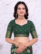 Dola Silk Printed Saree for Women, Green 