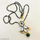Alloy Mangalsutra With Earring for Women, Green