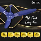GESTOR Spectra Ultra High Speed 100% CNC Winding 48 Inch Decorative 1200 mm 3 Blade Ceiling Fan  (Anti Dust | Matt Blue | Pack of 1)