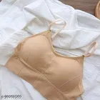 Viscose Spandex Sports Bra for Women, Beige 