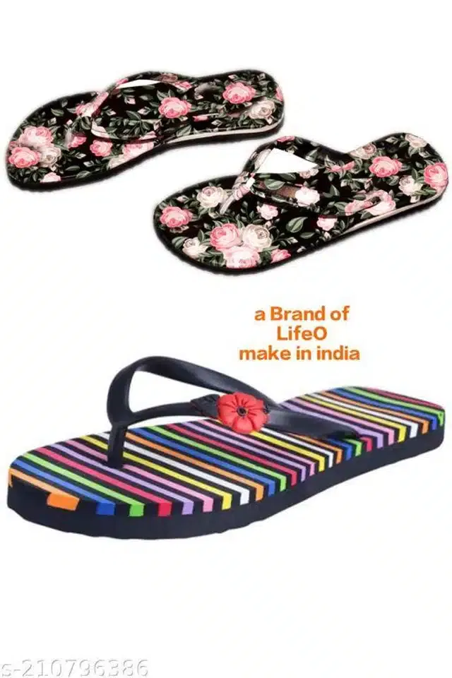 LifeO Slippers for Women (Multicolor, 4) (Set of 2)