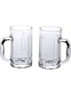 Afast Cool Glass Beer Mug set of 2, 400 ml Each, Transparent | Serve Whiskey | Wine |  Mocktail | Cocktail | Drinking Glass with Handle - Set of 2