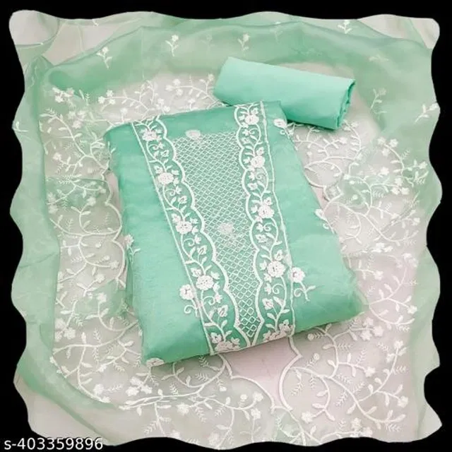 Embroidered Unstitched Suit for Women (Sea Green, 2.25 m)