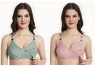 Cotton Blend Solid Non Padded Feeding Bras for Women 
