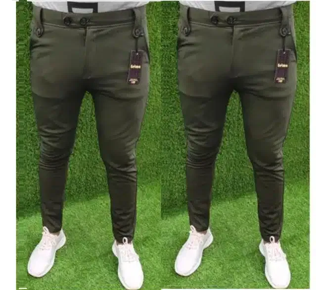 Lycra Jogger Track Pant for Men (Olive, 30) (Pack of 2)