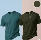 Polyester Round Neck T-shirt for Men, Multicolour, Pack of 2 