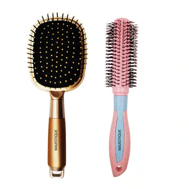 Majestique Round Hair Brush, Paddle Hair Brush for Women and Men (Combo of 2) (B-42)