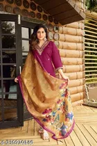 Embroidered Cotton Kurta Set for Women 