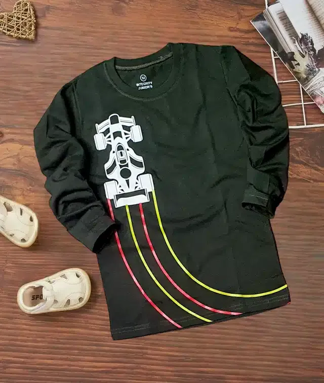 Cotton Printed T-shirt for Kids (Olive, 2-3 Years)