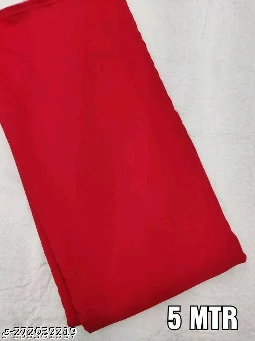 Plain Crepe Kurti Fabric for Women (Red, Un Stitched)