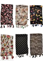 Poly Chiffon Scarves for Women, White, Pack of 6
