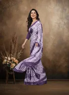 Art Silk Printed Saree for Women, Purple 