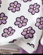 Hosiery Cotton Printed Clothing Set for Kids, Purple 