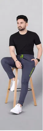 Poly Blend Solid Trackpants for Men, Grey 