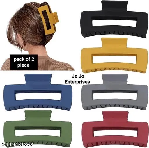 ABS Plastic Hair Clutcher for Women & Girls (Multicolor, Pack of 2)