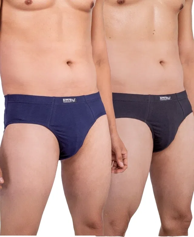 Solid Briefs for Men, Pack of 2 (Multicolor, L)