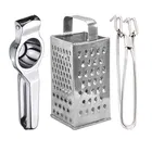 Oc9 Stainless Steel Lemon Squeezer & 4 in 1 Grater Or Slicer & Utility Pakkad Kitchen Tool Set 