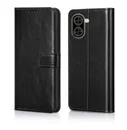 Redmi A5 / Poco_C71 4G Artificial Leather Flip Mobile Cover (Black)