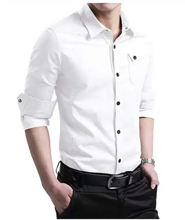 Casual Shirt for Men (White, M)