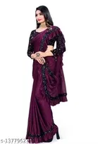 Lycra Solid Saree for Women 