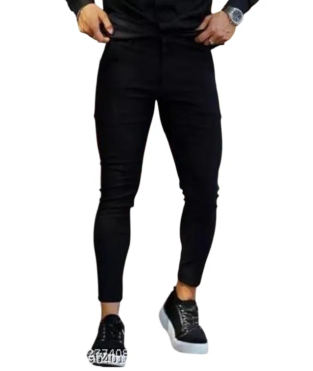 Denim Slim Fit Jeans for Men (Black, 36)