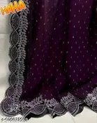 Georgette Embroidered Saree For Women, Purple