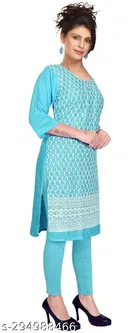 Cotton Blend Printed Kurti for Women 