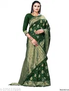 Silk Woven Design Saree for Women, Bottle Green 