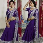 Georgette Embellished Saree For Women, Blue