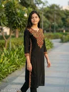 Floral Embroidered Acrylic Kurti for Women 