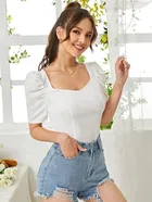 Sweetheart Neck Solid Top for Women 