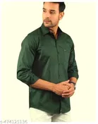 Cotton Blend Solid Shirt for Men, Green 