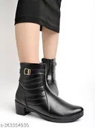 Shoetopia Solid Synthetic Boots Black 