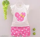 Hosiery Cotton Sleeveless Top & Bottom Clothing Set for Girls 
