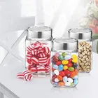 Afast Clear glass cubic jar with steel cap 500ml 